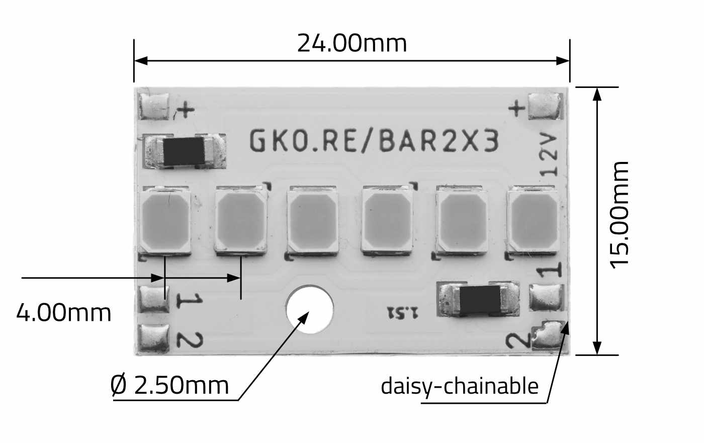 LED Module COB 9 Drawing Size 24x15mm