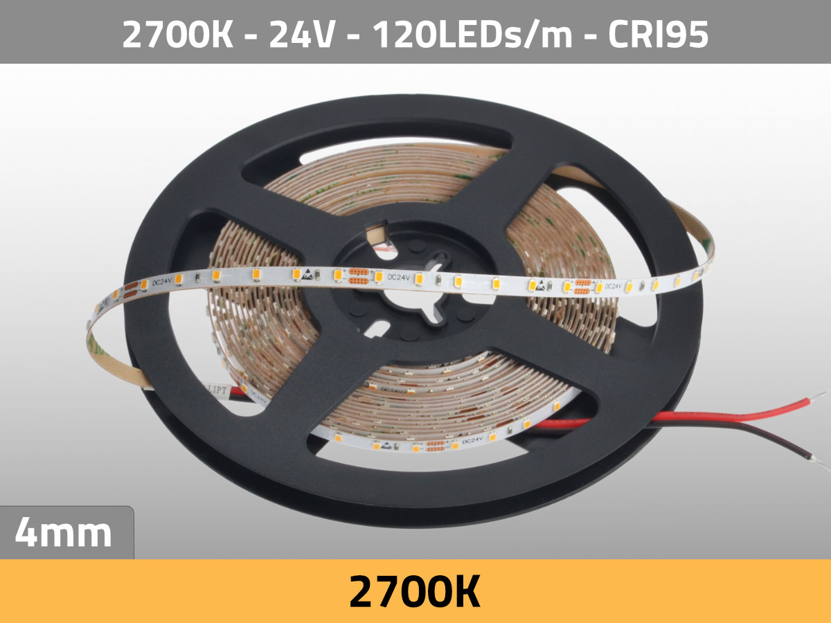 LED Strip 2700K Tungsten 24V CRI95 4mm slim
