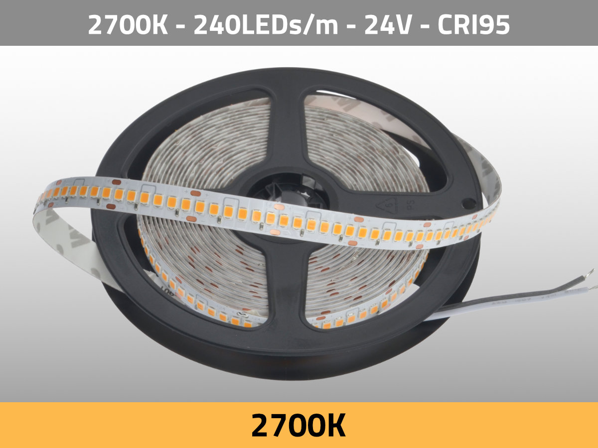 LED Streifen Kunstlicht 2700K 24V 38,4W/m 240LEDs/m CRI95 LED Streifen Kunstlicht 2700K 24V 38,4W/m 240LEDs/m CRI95