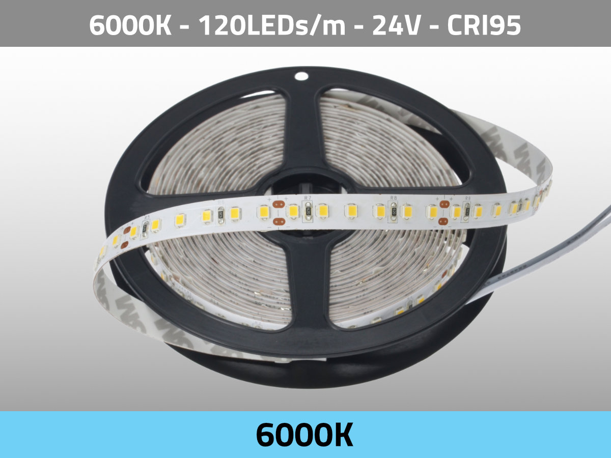 LED Strip Daylight 6000K 24V 26W/m 120LEDs/m CRI90