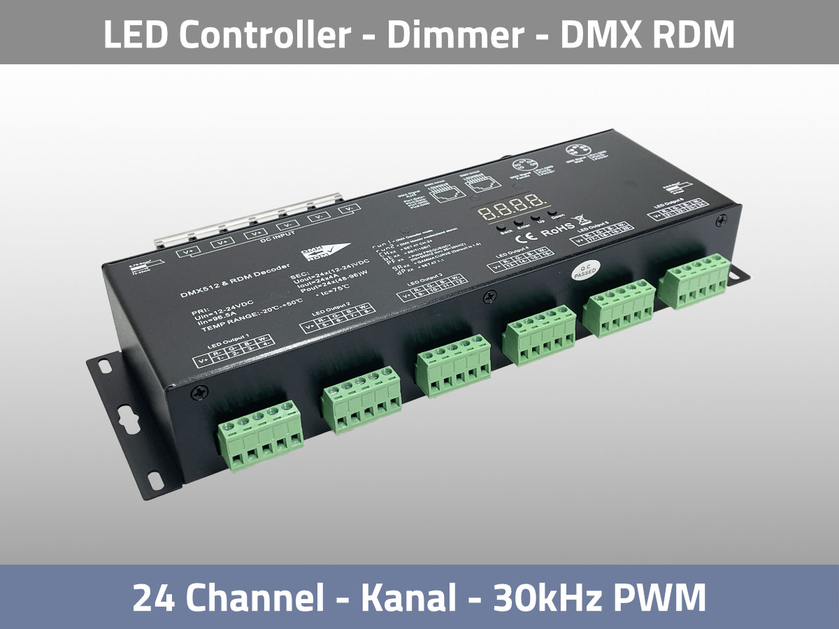 LED Controller 30kHz flicker free dimming DMX RDM 24 Channel
