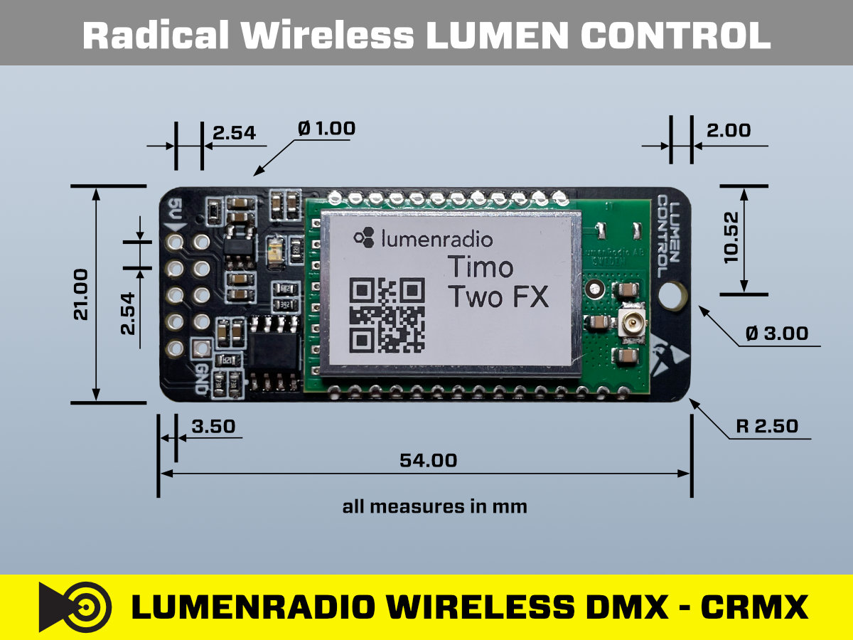 LUMEN CONTROL WIreless DMX CRMX Module Dimension